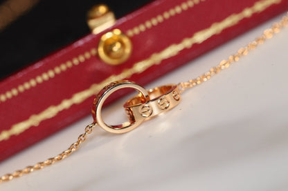 [Vicky]LOVE NECKLACE PINK GOLD AND SILVER