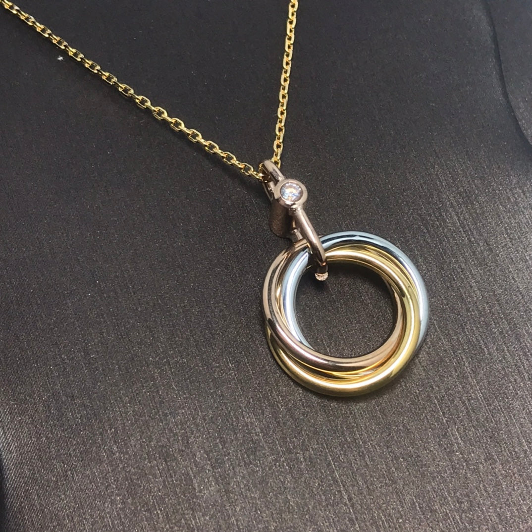 [Vicky]TRINITY SILVER GOLD PINK GOLD NECKLACE