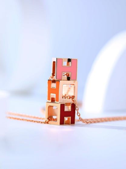 [Vicky]H CAGE PINK GOLD NECKLACE