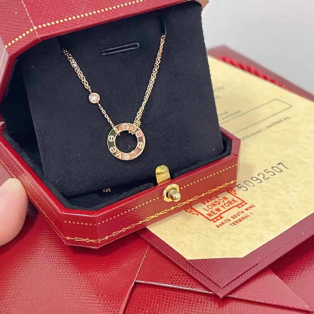 [Vicky]LOVE NECKLACE 16MM 2 DIAMONDS